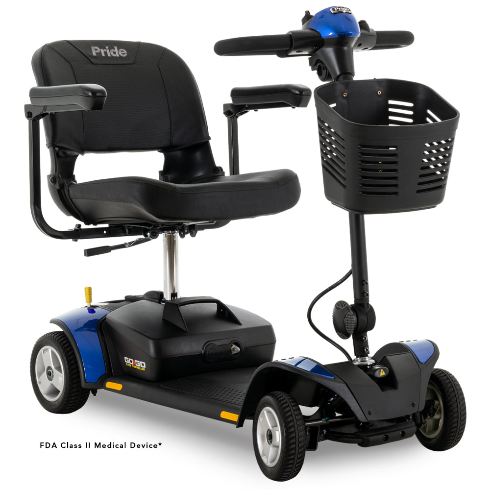 Compact transportable handicap scooter rental, dissembles and fits in the trunk of a car